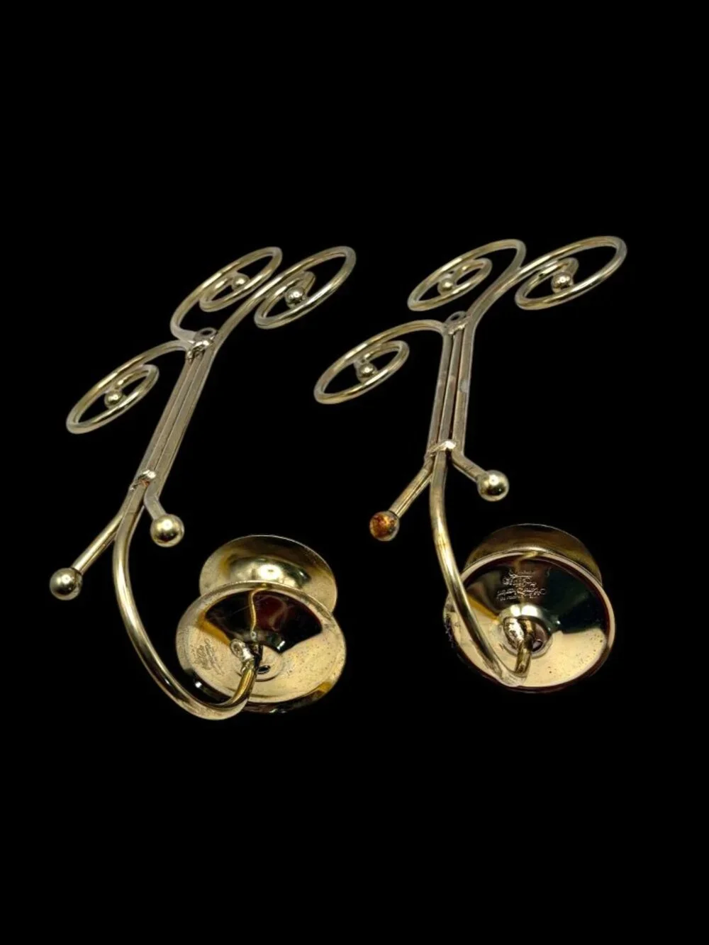 Vintage Home Interiors Homco Gold Metal Scroll Wall Sconce Candle Holders Pair